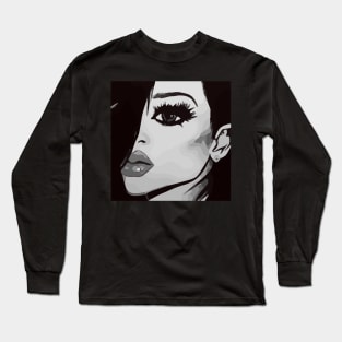 Black & White Shades of Beauty Curly Girl Gray Lips Long Sleeve T-Shirt